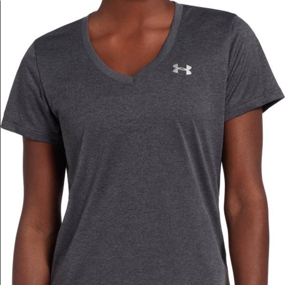 Gray Under Armour Workout Short Sleeve Top